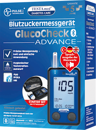 GlucoCheck ADVANCE Blutzuckermessgerät mit Sprachausgabe, 1 St