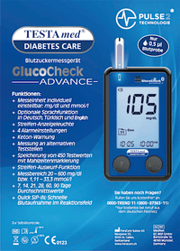 GlucoCheck ADVANCE Blutzuckermessgerät mit Sprachausgabe, 1 St