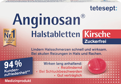 Anginosan keelpastilles kersen suikervrij, 20 stuks