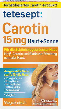 Caroteen Huid + Zon Tabletten 30 stuks, 15,3 g