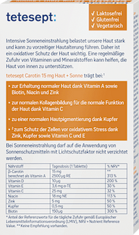 Caroteen Huid + Zon Tabletten 30 stuks, 15,3 g
