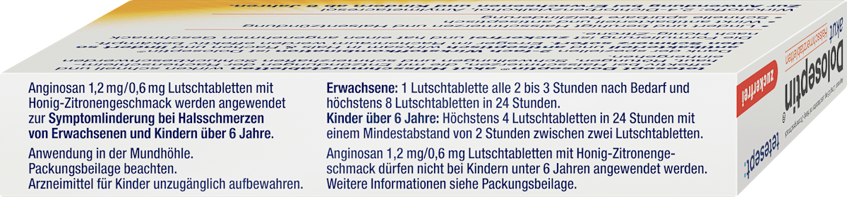 tetesept Doloseptin akut Halsschmerztabletten Honig-Zitrone, 24 St