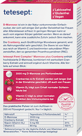 Femi Complex Mannose plus Cranberry Sachets 8 stuks, 23,2 g