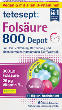 Folsäure 800 Depot Mini Tabletten 60 St, 15,3 g