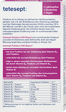 Folsäure 800 Depot Mini Tabletten 60 St, 15,3 g