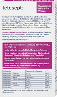 Folsäure 800 Depot Mini Tabletten 60 St, 15,3 g
