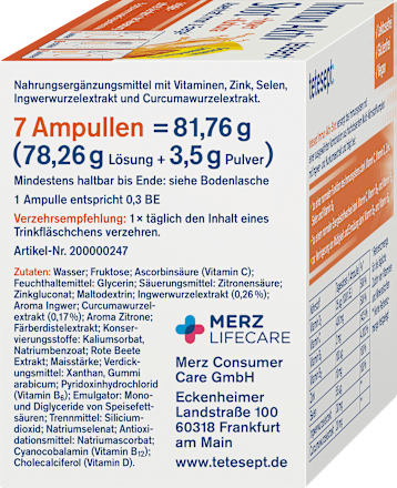 Immuunactieve gember-kurkuma drinkampullen 7 stuks, 81,76 g