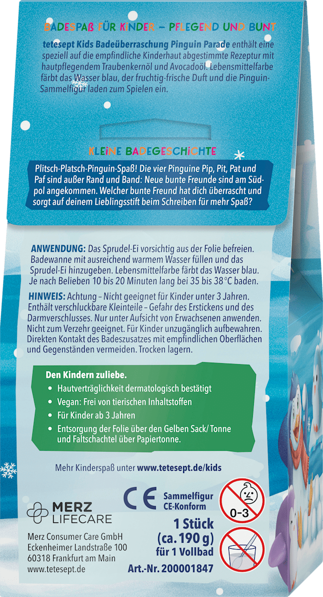 tetesept: KIDS Kinder Badezusatz Badeüberraschung Pinguin Parade, 1 St