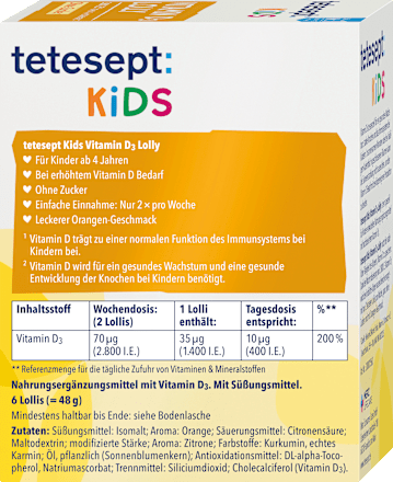 tetesept Kids Vitamin D3 Lolly 6 St, 48 g