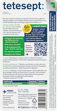 Laktase 22000 Mini Tabletten 40 St, 13,6 g