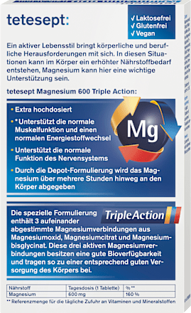 Magnesium 600 Triple Action tabletten 30 stuks, 58,9 g