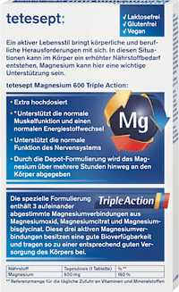 Magnesium 600 Triple Action tabletten 30 stuks, 58,9 g