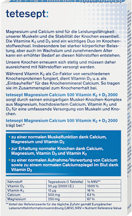 Magnesium Calcium Vitamine K + D Tabletten 40 stuks, 73,2 g