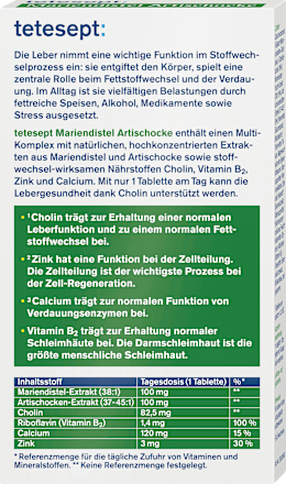 Mariendistel Artischocke Lebergesundheit Tabletten 30 St, 33 g