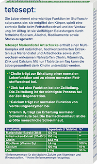 Mariadistel Artisjok Lever Gezondheidstabletten 30 stuks, 33 g