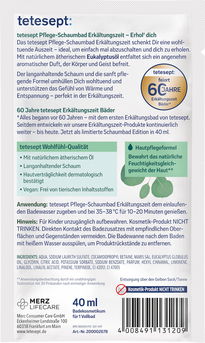 tetesept Schaumbad Erkältungszeit, 40 ml