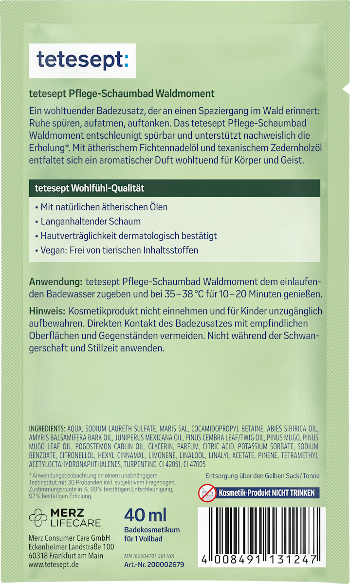 tetesept Schaumbad Waldmoment, 40 ml