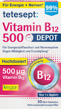 Vitamine B12 Depot 500µg tabletten 30 stuks, 8,3 g