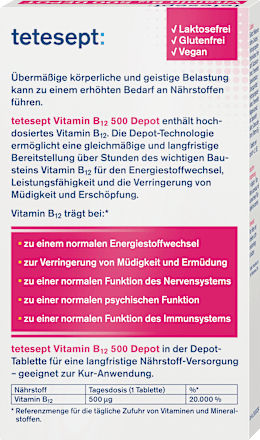 Vitamine B12 Depot 500µg tabletten 30 stuks, 8,3 g