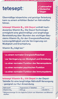 Vitamine B12 Depot 500µg tabletten 30 stuks, 8,3 g
