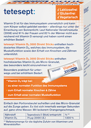 Vitamine D 3000 IE directe sticks 20 stuks, 36 g
