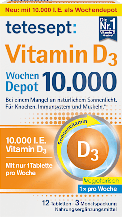 Vitamine D3 10.000 IE wekelijkse depottabletten 12 stuks, 6 g