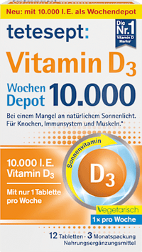 Vitamine D3 10.000 IE wekelijkse depottabletten 12 stuks, 6 g