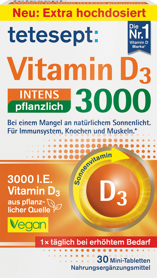 tetesept Vitamine D3 3000 Comprimés végétaux 30 unités, 9,21 g