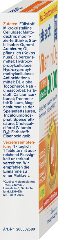 tetesept Vitamin D3 3000 Pflanzlich Tabletten 30 St, 9,21 g