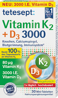 Vitamine K2 + D3 3000 minitabletten 30 stuks, 9,2 g