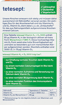 Vitamine K2 + D3 3000 minitabletten 30 stuks, 9,2 g