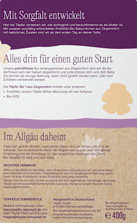 Anfangsmilch 1 aus Ziegenmilch, von Geburt an, 400 g