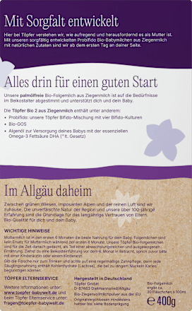 Folgemilch 2 aus Ziegenmilch nach dem 6. Monat, 400 g