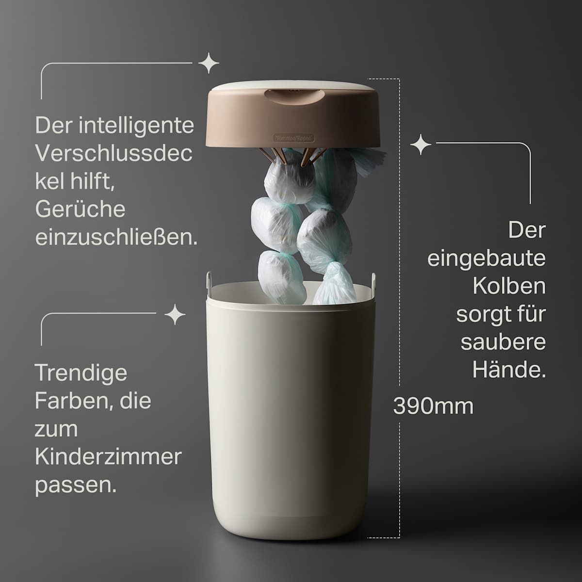 Windeleimer Twist & Click creme/weiß inkl. 1 Nachfüllkasette, 1 St