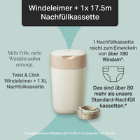 Windeleimer Twist & Click creme/weiß inkl. 1 Nachfüllkasette, 1 St