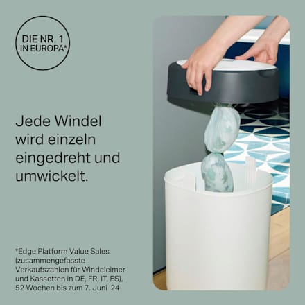 Windeleimer Twist & Click inkl. 12 Nachfüllkassetten, weiß, 1 St