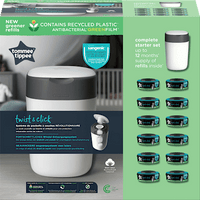 Twist &amp; Click luieremmer inclusief 12 navulcassettes, wit, 1 st.