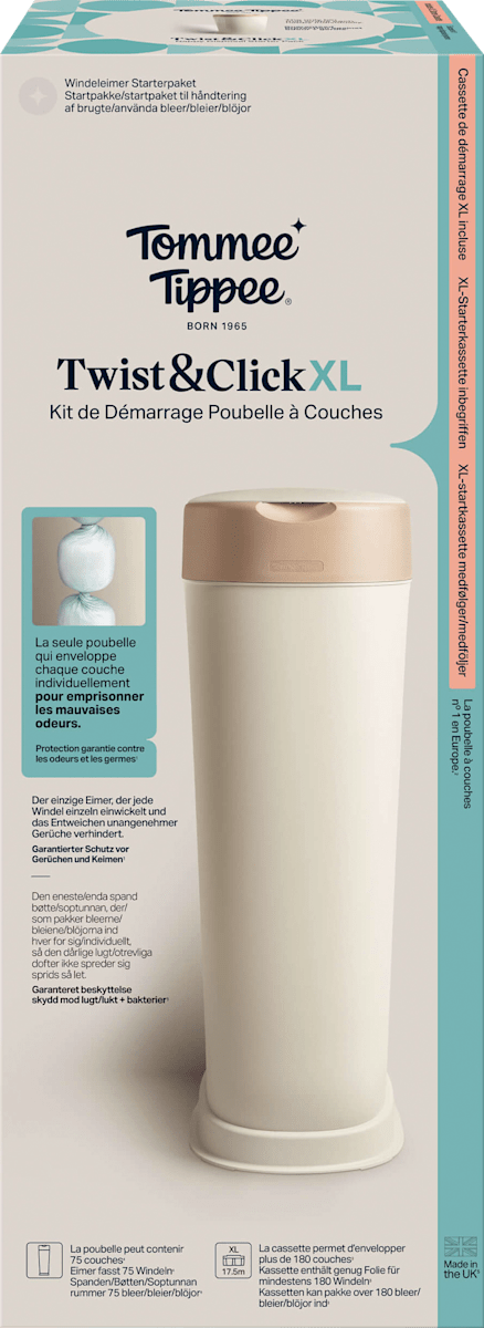 Tommee Tippee Windeleimer Twist & Click XL creme/weiß inkl. 1 Nachfüllkassette, 1 St