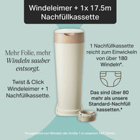 Tommee Tippee Windeleimer Twist & Click XL creme/weiß inkl. 1 Nachfüllkassette, 1 St