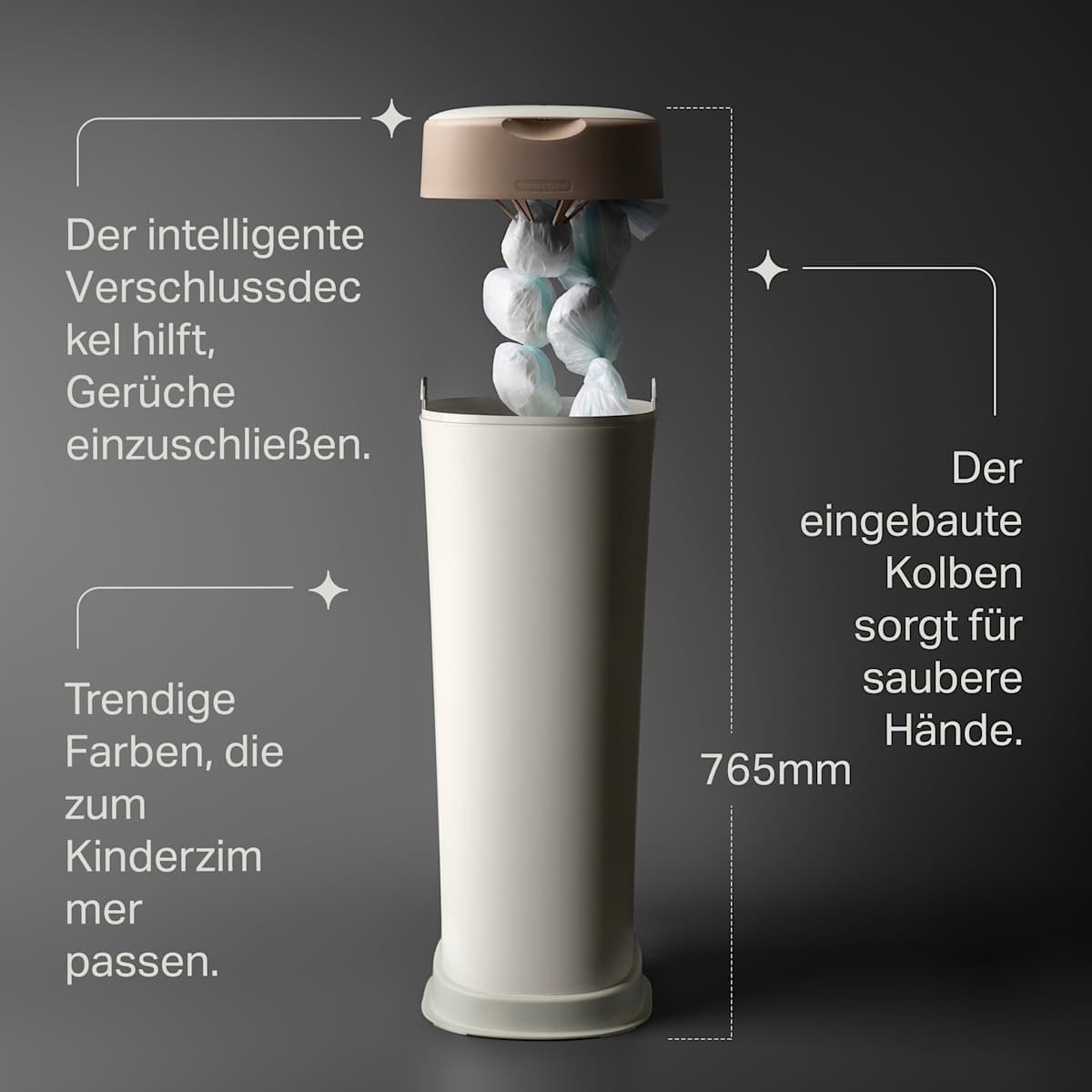 Tommee Tippee Windeleimer Twist & Click XL creme/weiß inkl. 1 Nachfüllkassette, 1 St