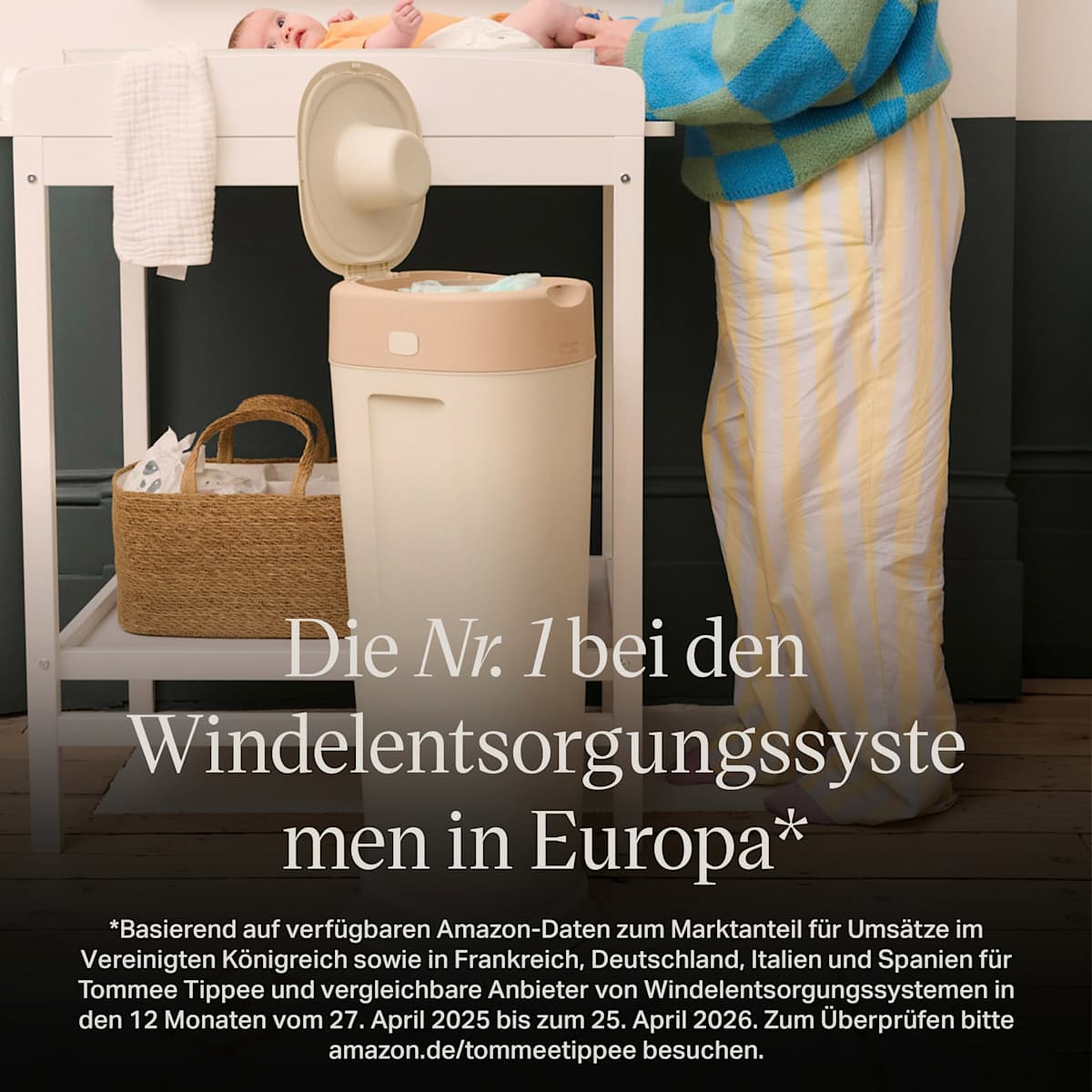 Tommee Tippee Windeleimer Twist & Click XL creme/weiß inkl. 1 Nachfüllkassette, 1 St