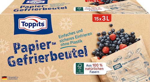 Papieren diepvrieszakken 3 l, 15 stuks