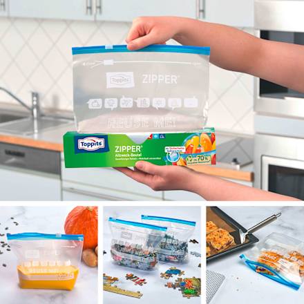 Allround tas met rits 3 L, 8 stuks