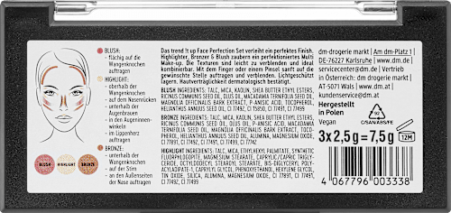 Blush, Bronzer &amp; Highlighter Palette Face Perfection, 1 st