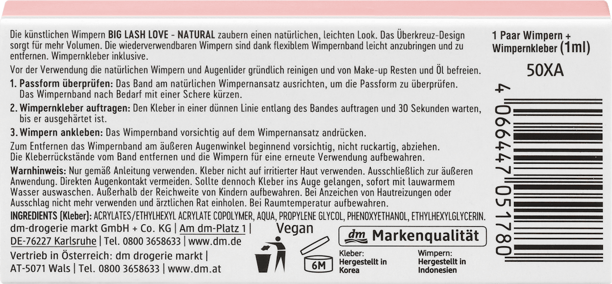 Kunstmatige wimpers Big Lash Love Natural (1 paar), 1 st