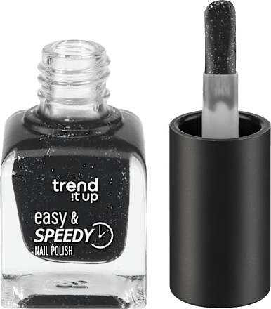 Nagellack Easy & Speedy 450 Black Glitter, 6 ml trend !t up