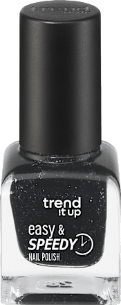 Nagellack Easy & Speedy 450 Black Glitter, 6 ml trend !t up