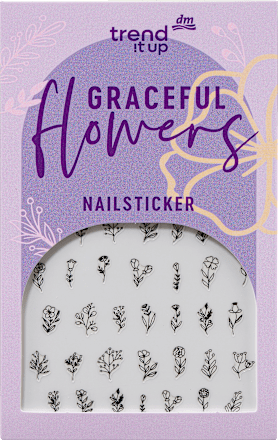 Nagelstickerset sierlijke bloemen, 1 st.