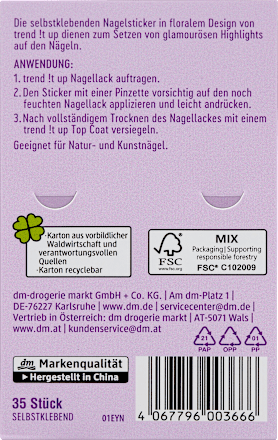 Nagelstickerset sierlijke bloemen, 1 st.