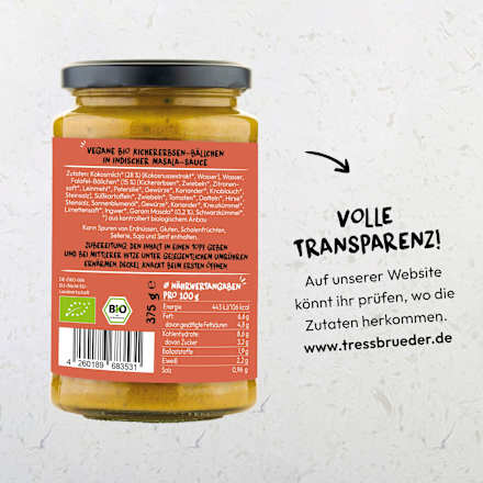 Falafelbällchen Curry India Masala Sauce, 375 g